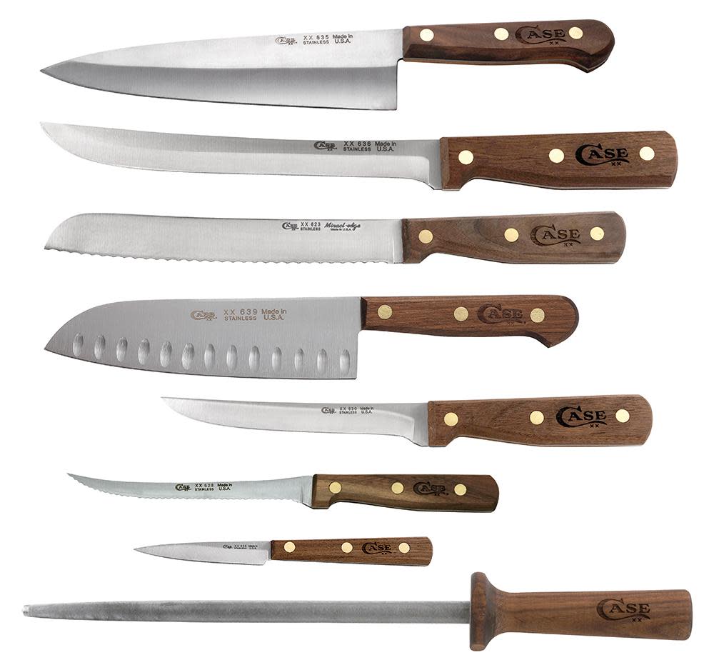 Case Knives Household Cutlery 9-Piece Block Set (Solid Walnut Handles)