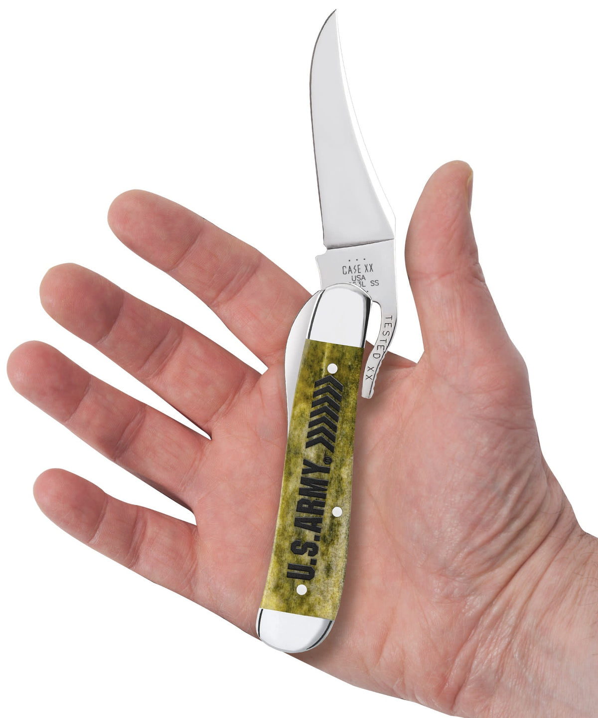 Case Knives U.S. Army Embellished Smooth Olive Green Bone RussLock®