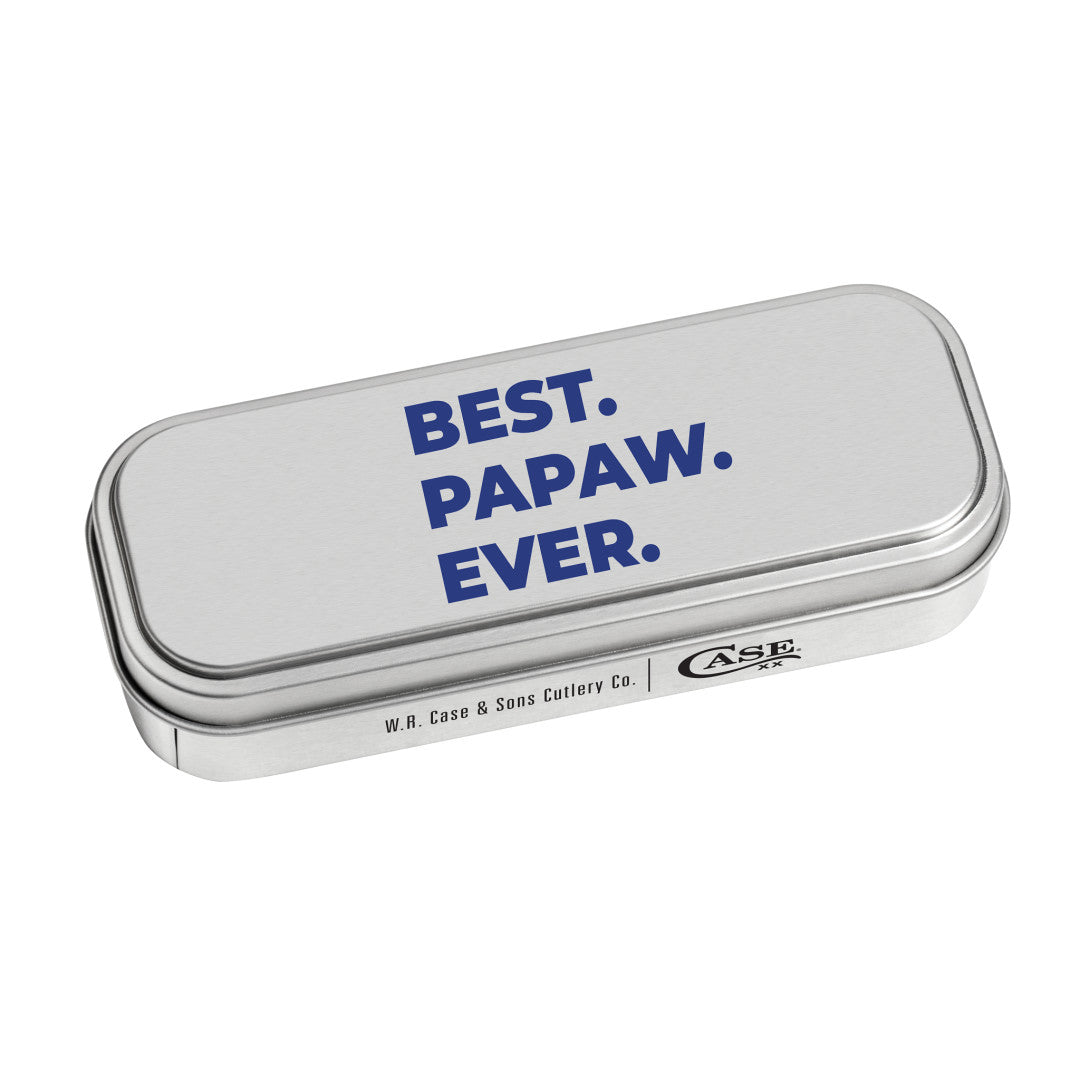 Case Knives Embellished Smooth Mediterranean Blue Bone Mini Trapper in Gift Tin