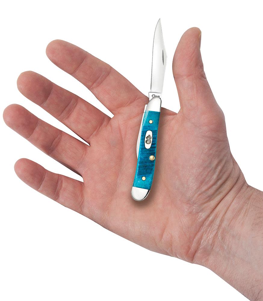 Case Knives Sawcut Jig Caribbean Blue Bone Peanut Knife