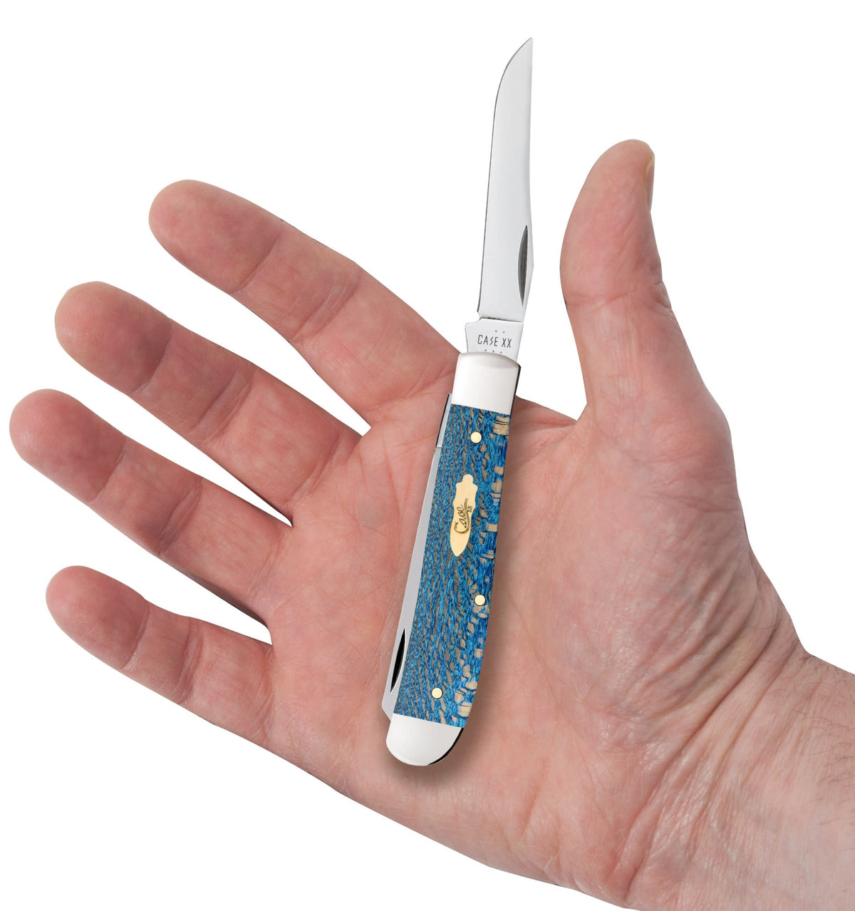 Case Knives Smooth Blue Sycamore Wood Mini Trapper