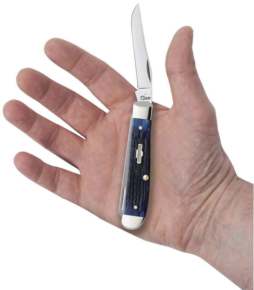 Case Knives Rogers Corn Cob Jig Blue Bone Mini Trapper Knife