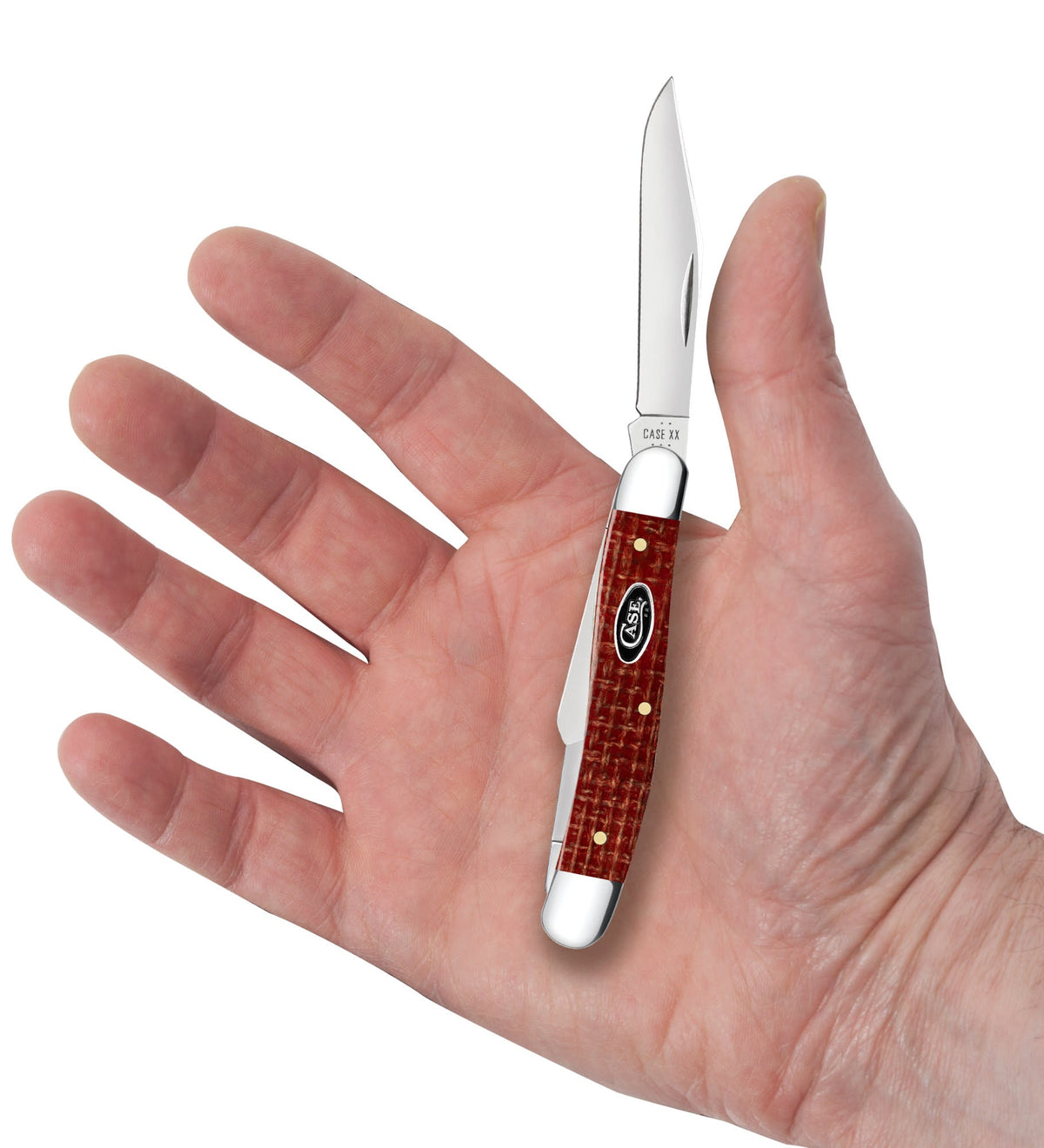 Case Knives Smooth Dark Red Burlap Micarta® CS Medium Stockman