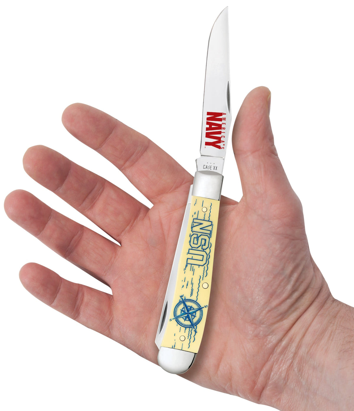Case Knives U.S. Navy Embellished Smooth Yellow Synthetic Trapper
