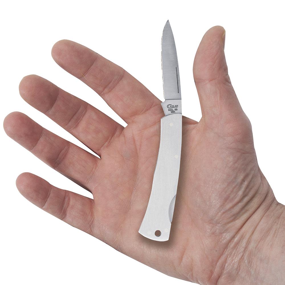 Case Knives Brushed Stainless Steel Executive Lockback Knife -Lanyard Hole