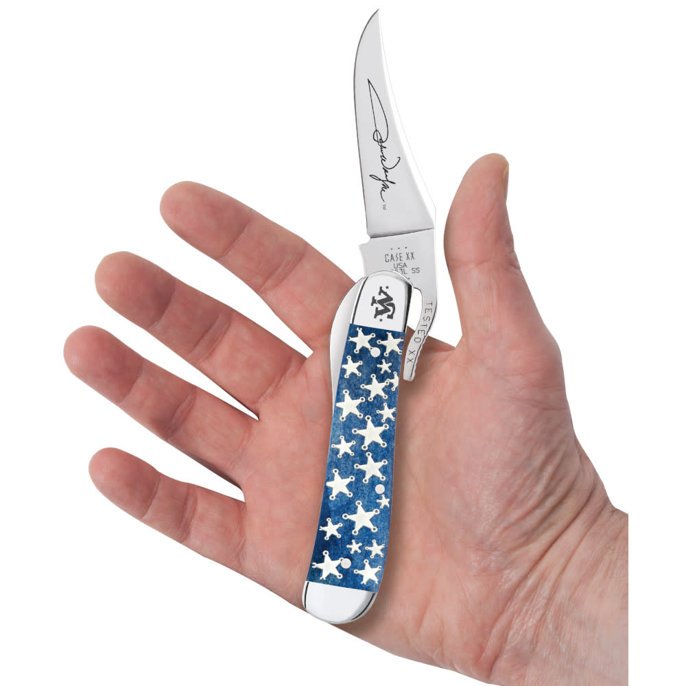 Case Knives John Wayne Embellished Smooth Navy Blue Bone RussLock®