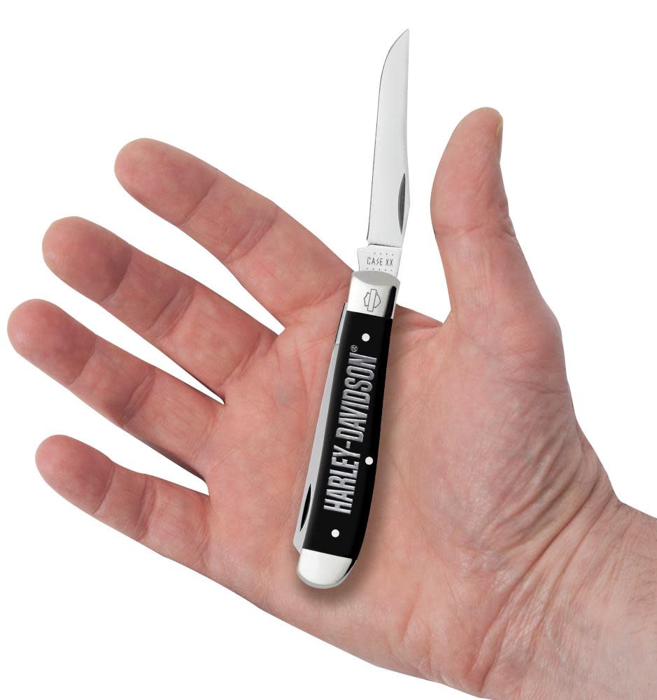 Case Knives Harley-Davidson Smooth Black Synthetic Mini Trapper Knife