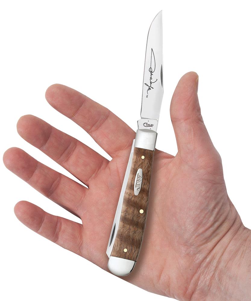 Case Knives John Wayne Smooth Curly Oak Trapper Knife