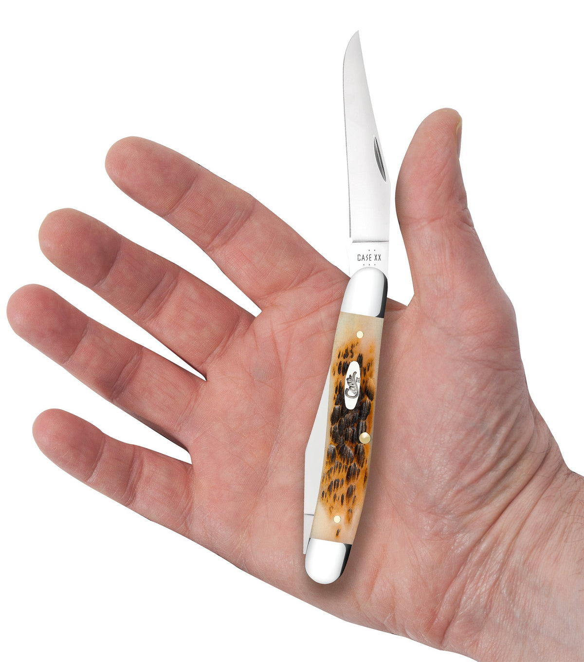 Case Knives Peach Seed Jig Amber Bone Muskrat