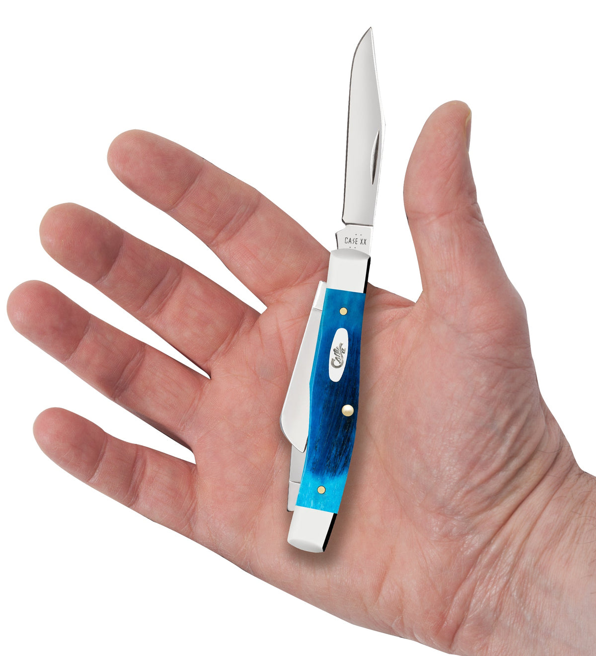 Case Knives Sawcut Jigged Caribbean Blue Bone Medium Stockman