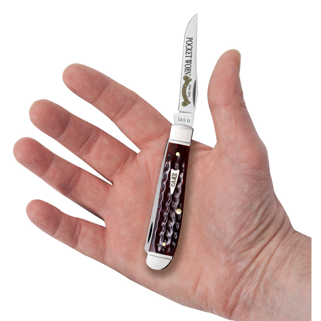 Case Knives Pocket Worn® Corn Cob Jig Mahogany Bone Mini Trapper