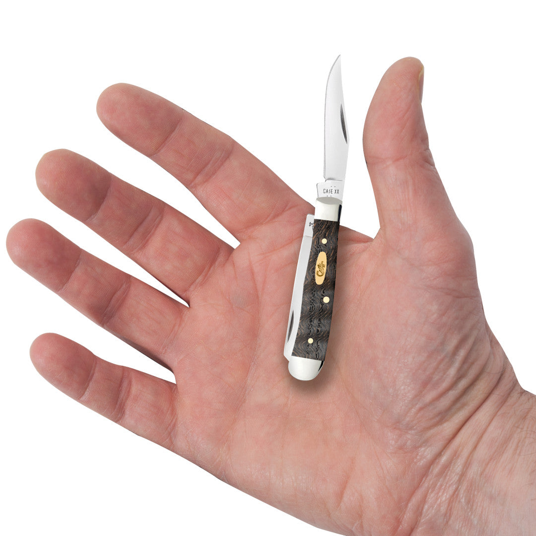 Case Knives Smooth Black Curly Oak Wood Tiny Trapper