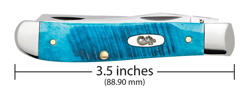 Case Knives Sawcut Jig Caribbean Blue Bone Mini Trapper Knife