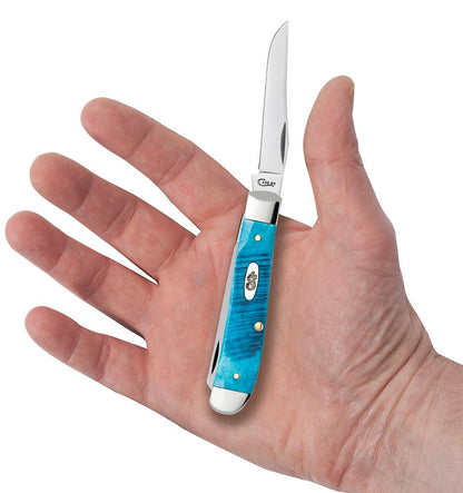 Case Knives Sawcut Jig Caribbean Blue Bone Mini Trapper Knife