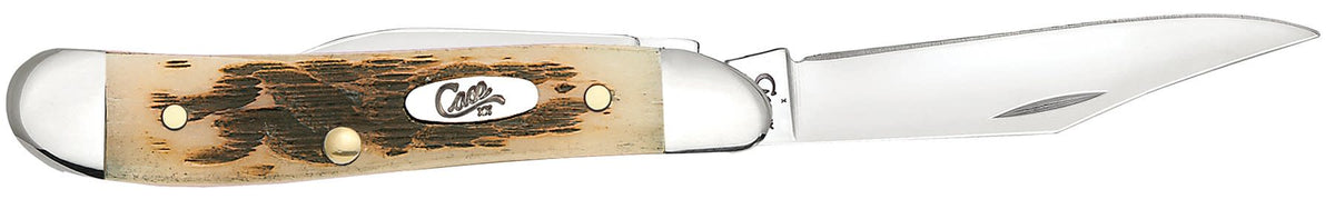 Case Knives Peach Seed Jig Amber Bone Peanut Knife