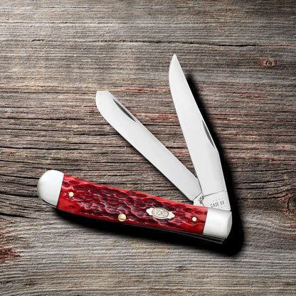 Case Knives Peach Seed Jig Dark Red Bone CS Trapper Knife