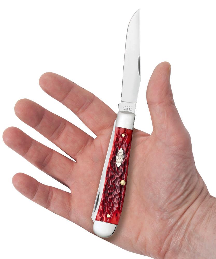 Case Knives Peach Seed Jig Dark Red Bone CS Trapper Knife