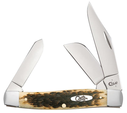 Case Knives Peach Seed Jig Amber Bone Carbon Steel Large Stockman Knife