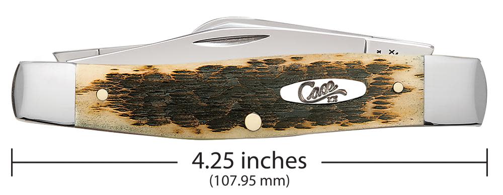 Case Knives Peach Seed Jig Amber Bone Carbon Steel Large Stockman Knife