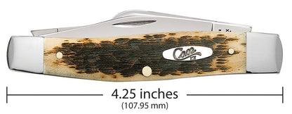 Case Knives Peach Seed Jig Amber Bone Carbon Steel Large Stockman Knife