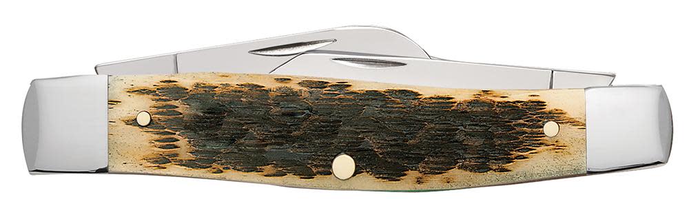 Case Knives Peach Seed Jig Amber Bone Carbon Steel Large Stockman Knife