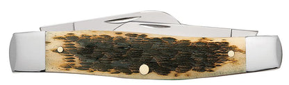 Case Knives Peach Seed Jig Amber Bone Carbon Steel Large Stockman Knife