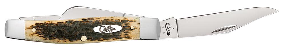 Case Knives Peach Seed Jig Amber Bone Carbon Steel Large Stockman Knife