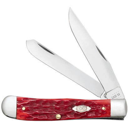 Case Knives Peach Seed Jig Dark Red Bone CS Trapper Knife w/ Clip