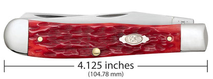Case Knives Peach Seed Jig Dark Red Bone CS Trapper Knife w/ Clip