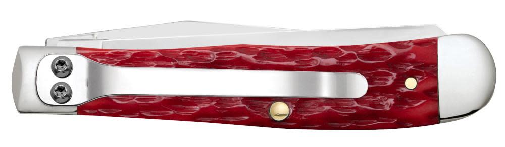 Case Knives Peach Seed Jig Dark Red Bone CS Trapper Knife w/ Clip