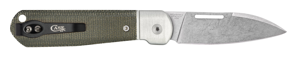 Case Knives Smooth OD Green Canvas Micarta® Highbanks® Knife
