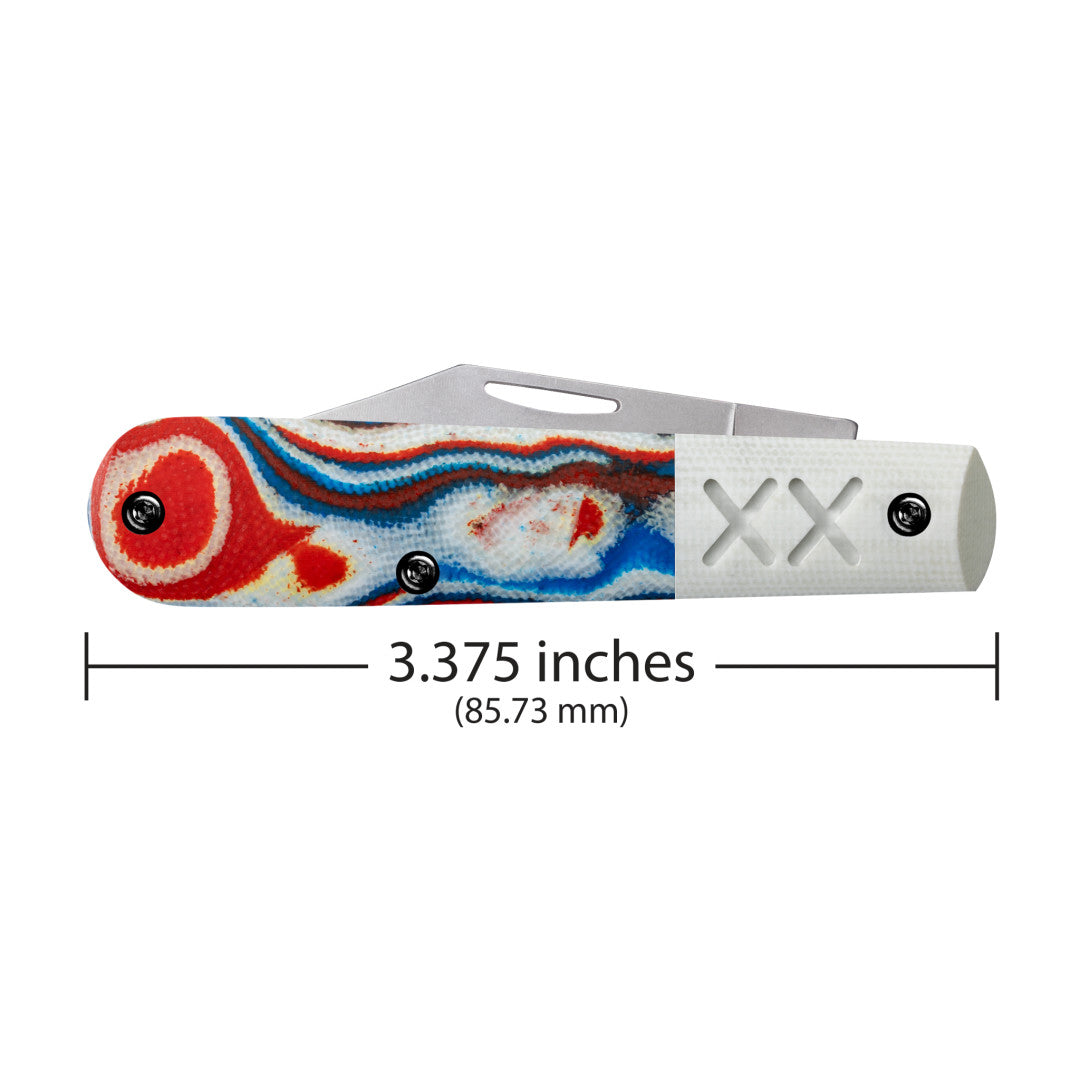 Case Knives Crossroads™ Smooth Red/White/Blue Burl G-10 w/ White G-10 Barlow