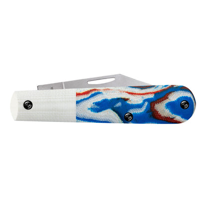 Case Knives Crossroads™ Smooth Red/White/Blue Burl G-10 w/ White G-10 Barlow