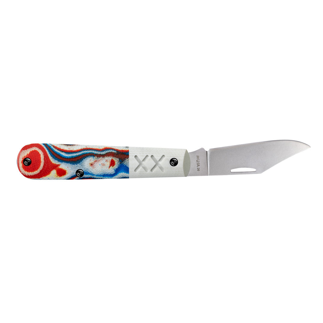 Case Knives Crossroads™ Smooth Red/White/Blue Burl G-10 w/ White G-10 Barlow