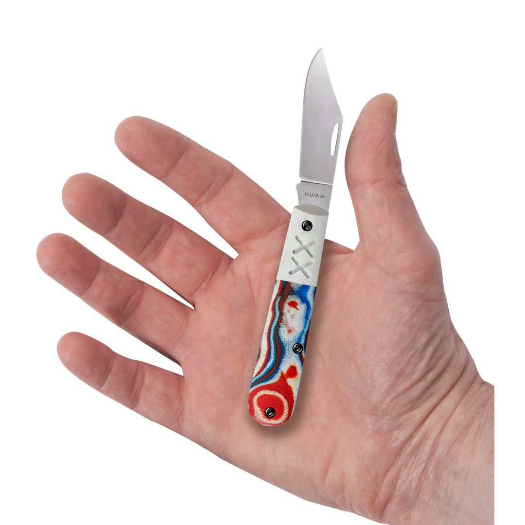 Case Knives Crossroads™ Smooth Red/White/Blue Burl G-10 w/ White G-10 Barlow