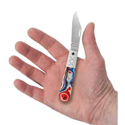 Case Knives Crossroads™ Smooth Red/White/Blue Burl G-10 w/ White G-10 Barlow