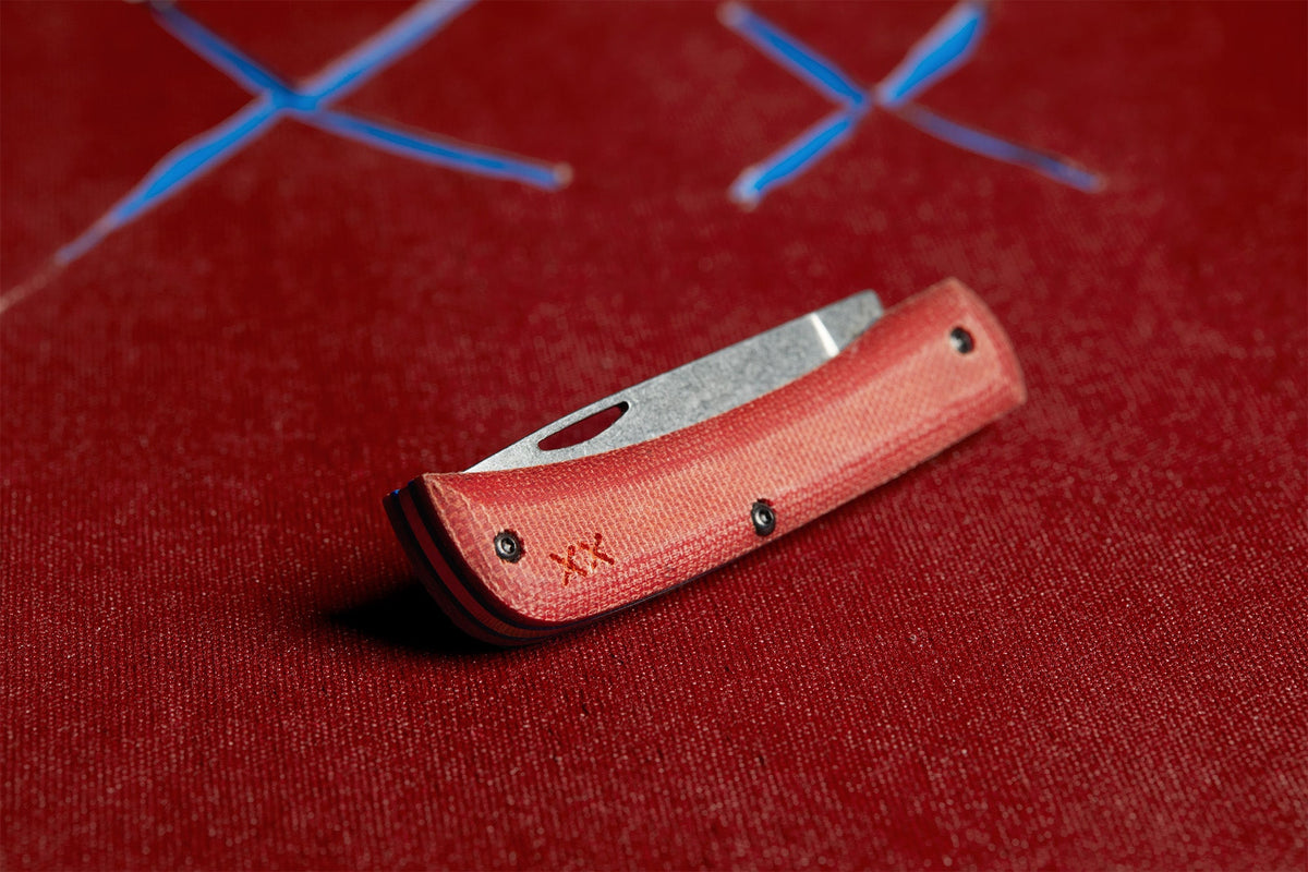 Case Knives Crossroads™ Smooth Orange Canvas Laminate with Blue G-10 Sod Buster® Jr