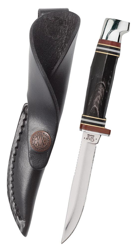 Case Knives Buffalo Horn Mini FINN Hunter Knife w/ Leather Sheath
