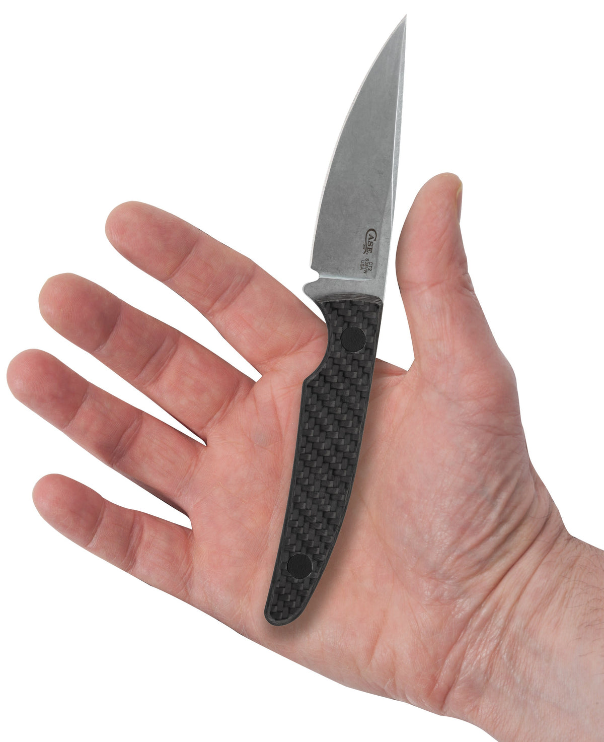 Case Knives Black Carbon Fiber Weave CT2 Hunter with Embellished Leather Sheath