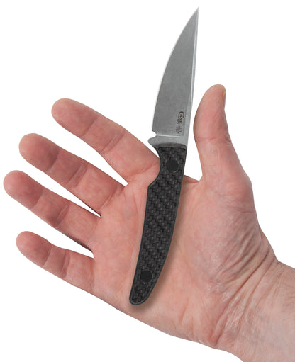 Case Knives Black Carbon Fiber Weave CT2 Hunter with Embellished Leather Sheath