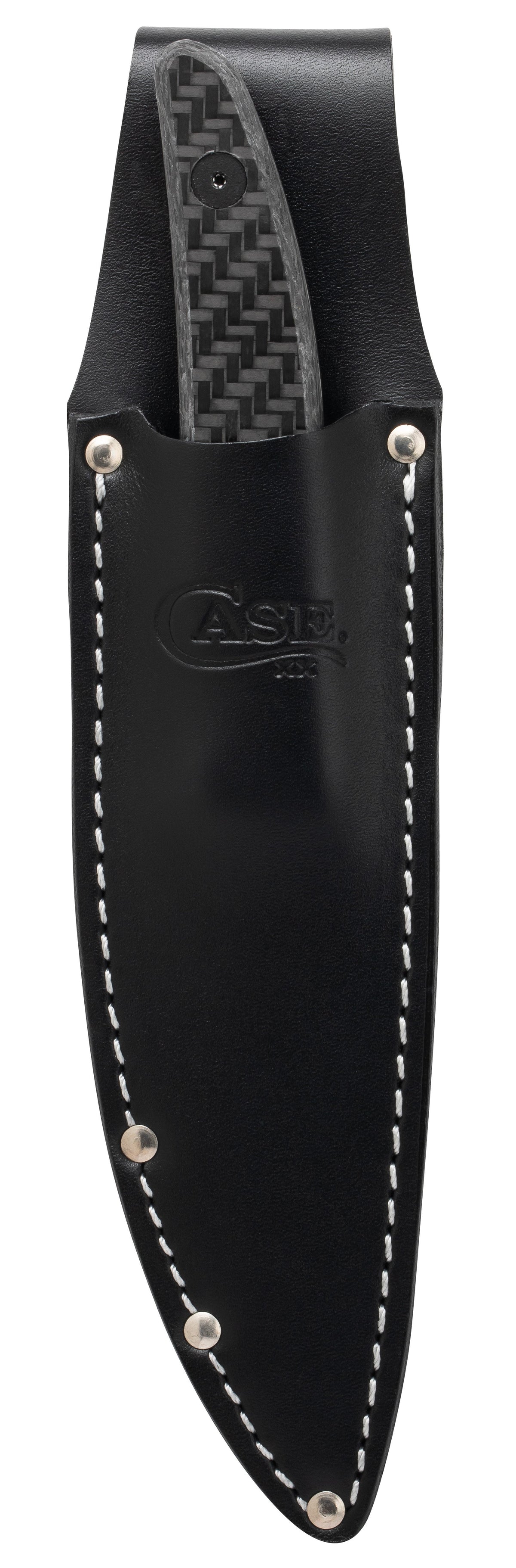 Case Knives Black Carbon Fiber Weave CT2 Hunter with Embellished Leather Sheath