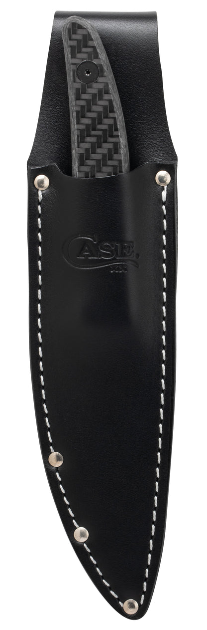 Case Knives Black Carbon Fiber Weave CT2 Hunter with Embellished Leather Sheath