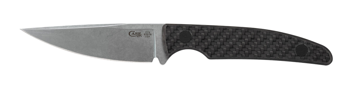 Case Knives Black Carbon Fiber Weave CT2 Hunter with Embellished Leather Sheath