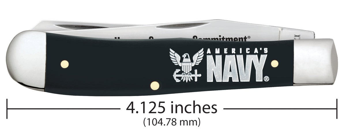 Case Knives US Navy® Embellished Smooth Black Synthetic Trapper Gift Set