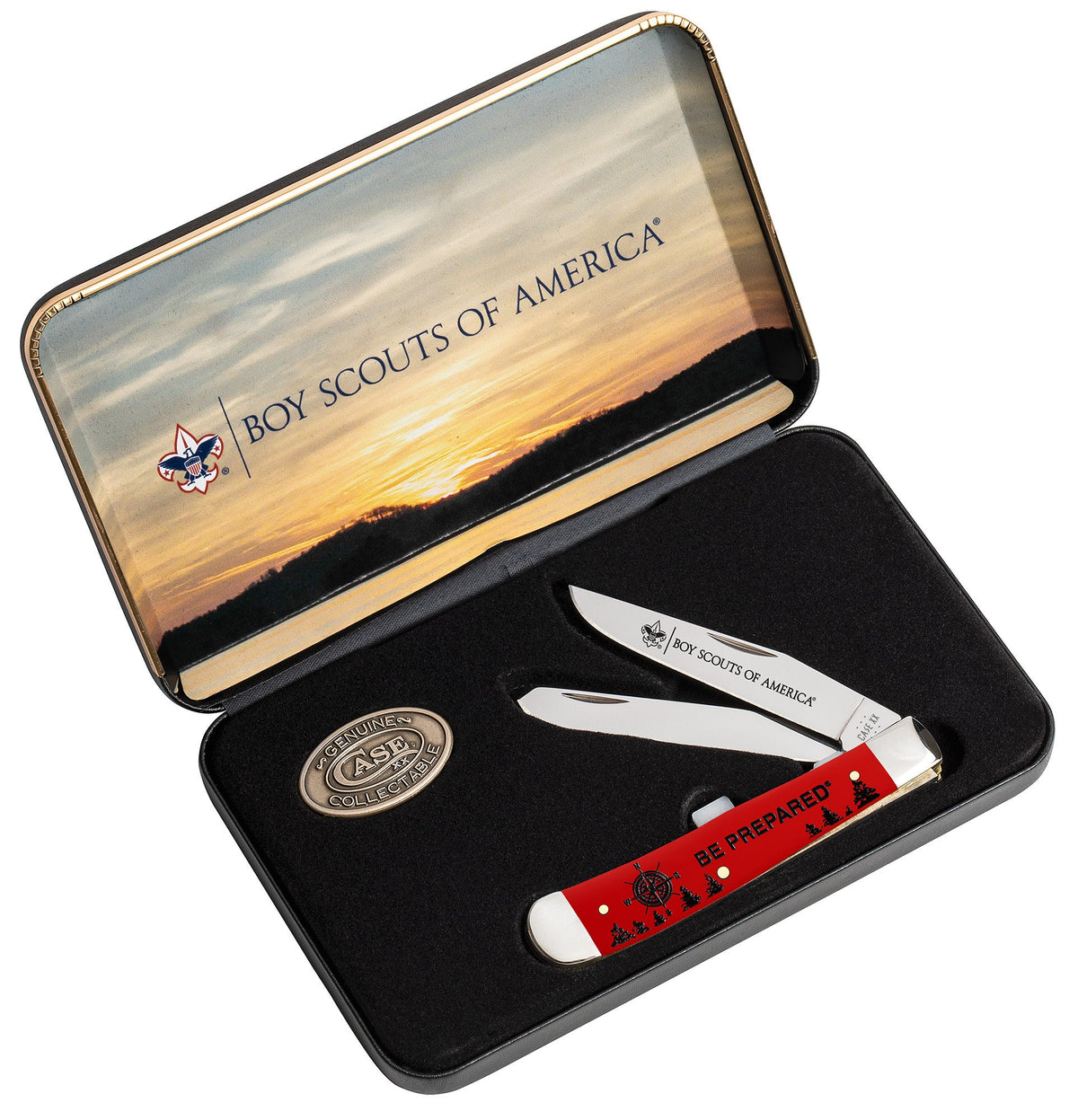 Case Knives Scouting America™ Embellished Smooth Red Synthetic Trapper Trapper Gift Set
