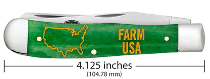 Case Knives John Deere Embellished Smooth Bright Green Bone Trapper