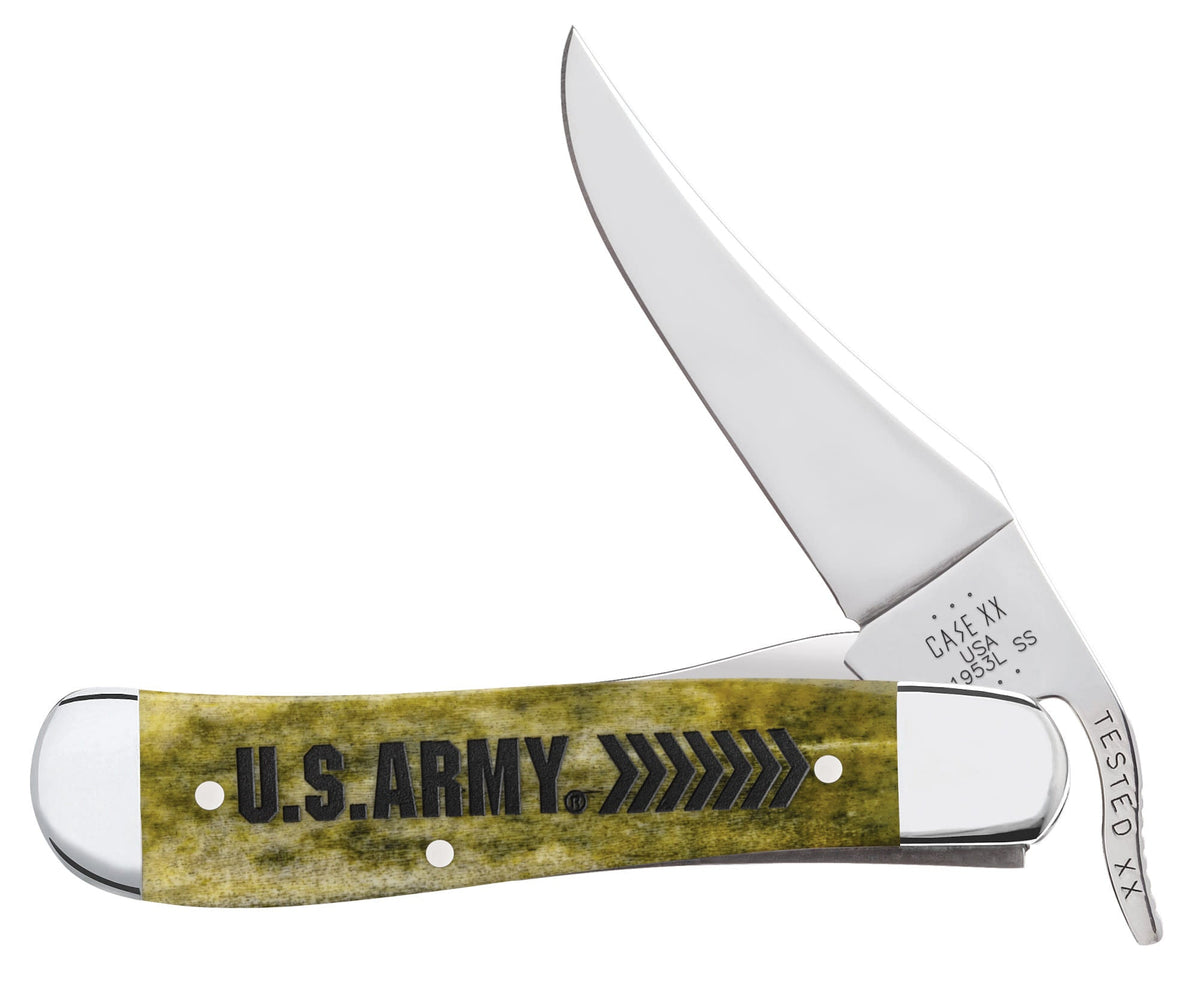 Case Knives U.S. Army Embellished Smooth Olive Green Bone RussLock®