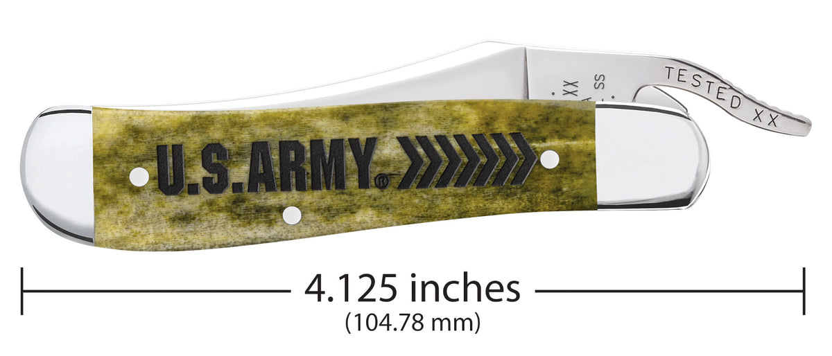 Case Knives U.S. Army Embellished Smooth Olive Green Bone RussLock®