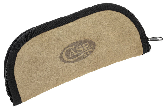 Case Knives Embellished Genuine Taupe Suede Leather Taco Pouch Medium