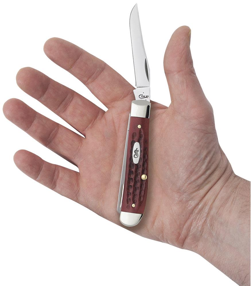 Case Knives Pocket Worn® Corn Cob Jig Old Red Bone Mini Trapper Knife